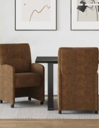 vidaXL Столове с Колела 2 бр. Изкуствен велур Кафяво 57 x 67 x 95 см