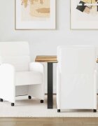 vidaXL Столове с Колела 2 бр. Изкуствена Бяло 58 x 65 x 98 см
