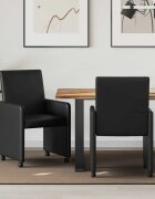 vidaXL Столове с Колела 2 бр. Изкуствена Черно 57 х 66 х 94 см