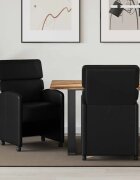vidaXL Столове с Колела 2 бр. Изкуствена Черно 58 x 65 x 98 см