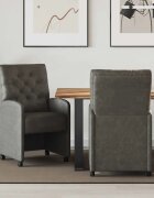 vidaXL Столове с Колела 2 бр. Изкуствена Черно 58 x 67 x 97 см