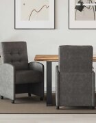 vidaXL Столове с Колела 2 бр. Изкуствена Черно 58 x 67 x 97 см