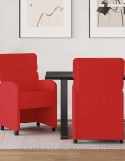 vidaXL Столове с Колела 2 бр. Изкуствена Червено 58 x 65 x 98 см