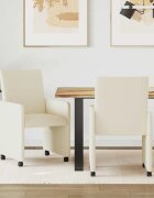 vidaXL Столове с Колела 2 бр. Изкуствена Крем 57 х 66 х 94 см