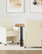 vidaXL Столове с Колела 2 бр. Изкуствена Крем 58 x 65 x 98 см