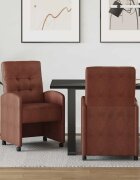 vidaXL Столове с Колела 2 бр. Изкуствена Лъскав кафяв 58 x 67 x 97 см
