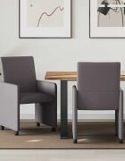 vidaXL Столове с Колела 2 бр. Изкуствена Сив 57 х 66 х 94 см