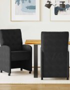 vidaXL Столове с Колела 2 бр. Кадифе Черно 58 x 67 x 97 см