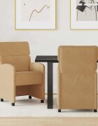 vidaXL Столове с Колела 2 бр. Кадифе Кафяво 58 x 65 x 98 см