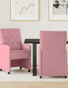 vidaXL Столове с Колела 2 бр. Кадифе Розово 58 x 67 x 97 см