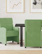 vidaXL Столове с Колела 2 бр. Кадифе Светлозелен 58 x 65 x 98 см