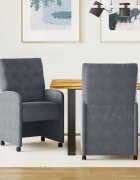 vidaXL Столове с Колела 2 бр. Кадифе Тъмносив 58 x 67 x 97 см