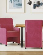 vidaXL Столове с Колела 2 бр. Кадифе виненочервен 58 x 65 x 98 см