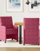 vidaXL Столове с Колела 2 бр. Кадифе виненочервен 58 x 67 x 97 см