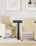 vidaXL Столове с Колела 2 бр. текстил Крем 57 х 66 х 94 см