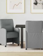 vidaXL Столове с Колела 2 бр. текстил Светлосиво 57 x 67 x 95 см