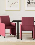 vidaXL Столове с Колела 2 бр. текстил виненочервен 57 х 66 х 94 см