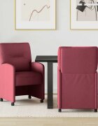 vidaXL Столове с Колела 2 бр. текстил виненочервен 57 x 67 x 95 см