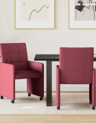vidaXL Столове с Колела 2 бр. текстил виненочервен 58 х 65 х 94 см