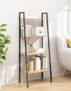 vidaXL Стояща етажерка с 4 рафта светлокафяво и черно 56x35x140 см