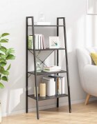 vidaXL Стояща етажерка стълба 4 рафта черно 56x35x140 см