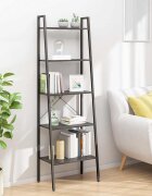 vidaXL Стояща етажерка стълба 5 рафта черно 56x35x174 см