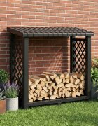 vidaXL Стойка за дърва 114 x 46 x 101 см ПП Антрацит