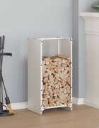 vidaXL Стойка за дърва бяла 40x30x80 см студеновалцувана стомана