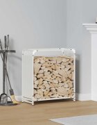 vidaXL Стойка за дърва бяла 60x28x65 см студеновалцувана стомана