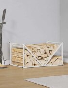 vidaXL Стойка за дърва бяла 70x43x345 см студеновалцувана стомана