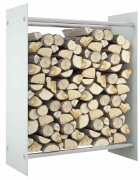 vidaXL Стойка за дърва бяла 80x35x100 см закалено стъкло