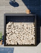 vidaXL Стойка за дърва черна 100x40x100 см стомана