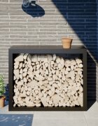 vidaXL Стойка за дърва черна 100x40x80 см стомана