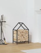 vidaXL Стойка за дърва черна 40x25x60 см студеновалцувана стомана