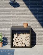 vidaXL Стойка за дърва черна 60x40x60 см стомана