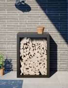 vidaXL Стойка за дърва черна 60x40x80 см стомана