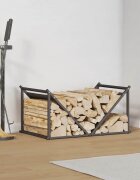vidaXL Стойка за дърва черна 70x43x345 см студеновалцувана стомана