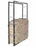 vidaXL Стойка за дърва черна 80x25x150 см стомана