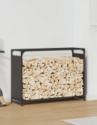 vidaXL Стойка за дърва черна 90x28x65 см студеновалцувана стомана