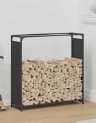 vidaXL Стойка за дърва черна 90x28x90 см студеновалцувана стомана