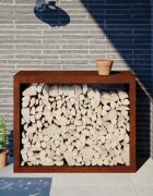 vidaXL Стойка за дърва за огрев 100x40x80 cm Патинираща стомана