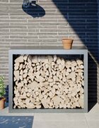 vidaXL Стойка за дърва за огрев 100x40x80 см поцинкована стомана