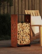 vidaXL Стойка за дърва за огрев 40x30x80 см Патинираща стомана