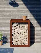 vidaXL Стойка за дърва за огрев 60x40x80 cm Патинираща стомана