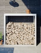 vidaXL Стойка за дърва за огрев бяла 100x40x100 см стомана