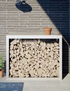 vidaXL Стойка за дърва за огрев бяла 100x40x80 см стомана