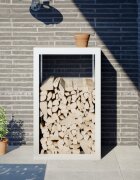 vidaXL Стойка за дърва за огрев бяла 60x40x100 см стомана
