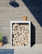 vidaXL Стойка за дърва за огрев бяла 60x40x80 см стомана