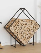 vidaXL Стойка за дърва за огрев черна 100x25x100 cm