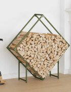 vidaXL Стойка за дърва за огрев маслиненозелена 100x25x100 cm